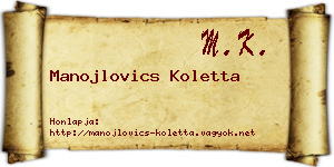 Manojlovics Koletta névjegykártya